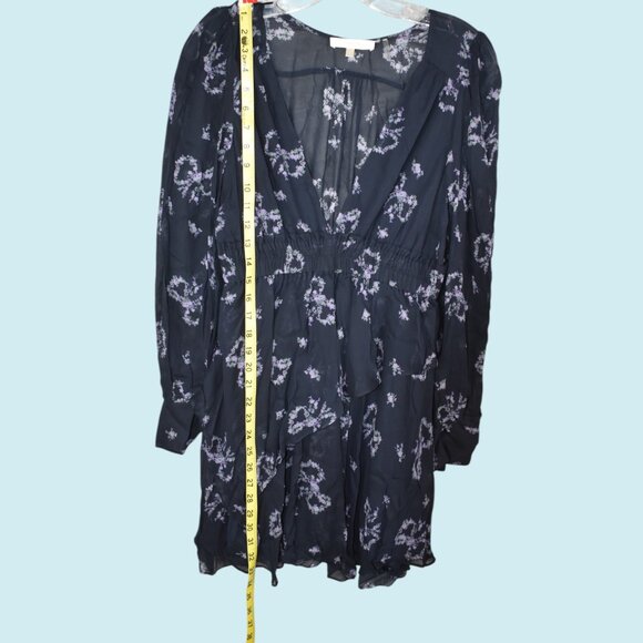 LoveShackFancy Dress Size Small Blue Floral Zayden asymmetrical tiered mini - Picture 13 of 14